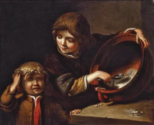 Dos niños en la comida